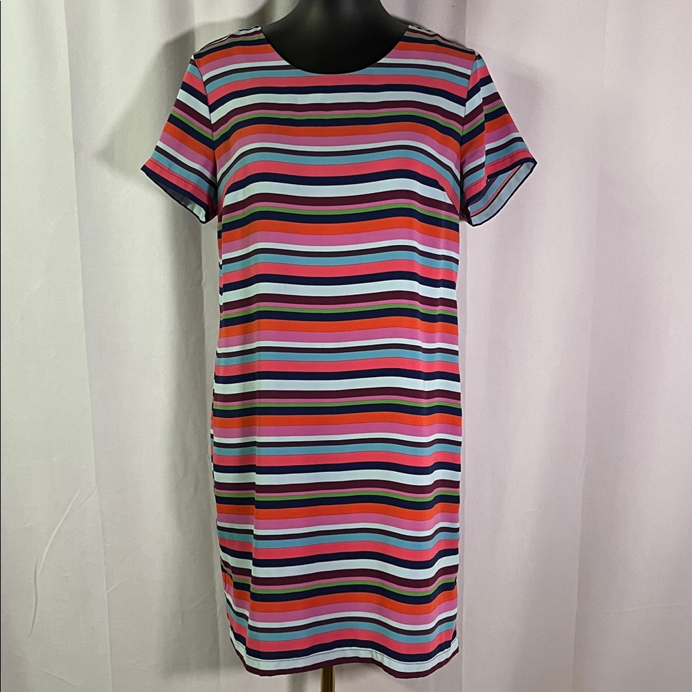 Cynthia Rowley Multicolor Striped Short Sleeve Shift Dress - Picture 1 of 16